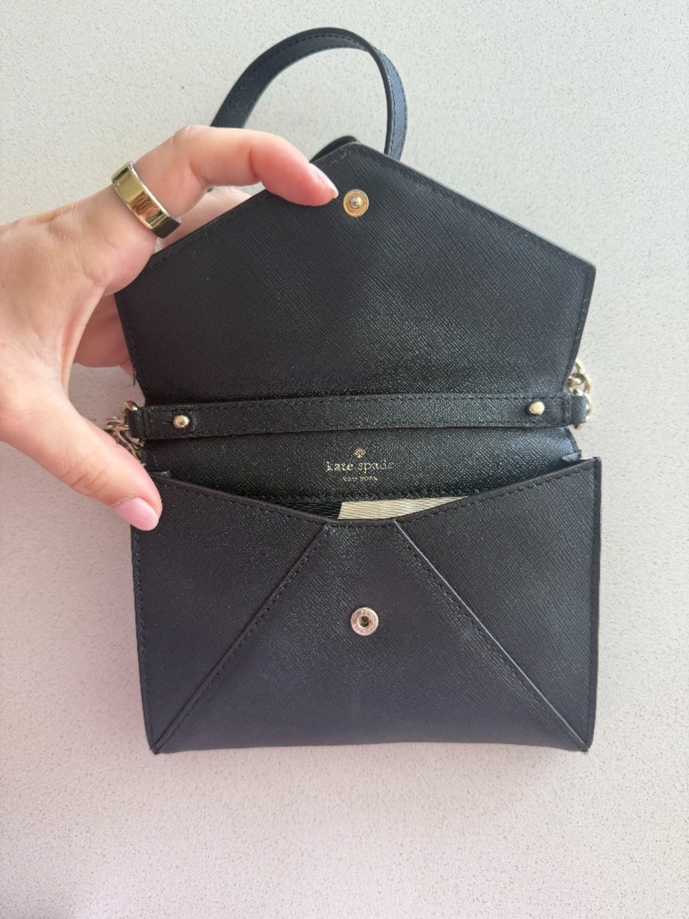 Kate Spade Black Envelope Crossbody Clutch Purse - Picture 5 of 8